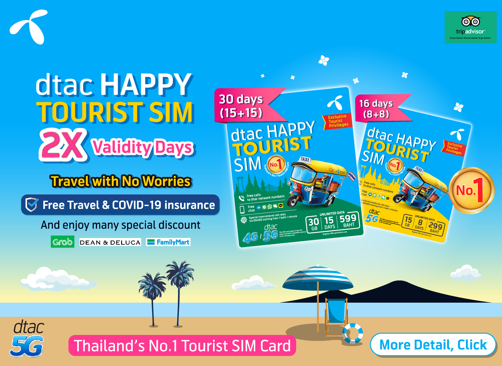 dtac happy tourist sim thailand